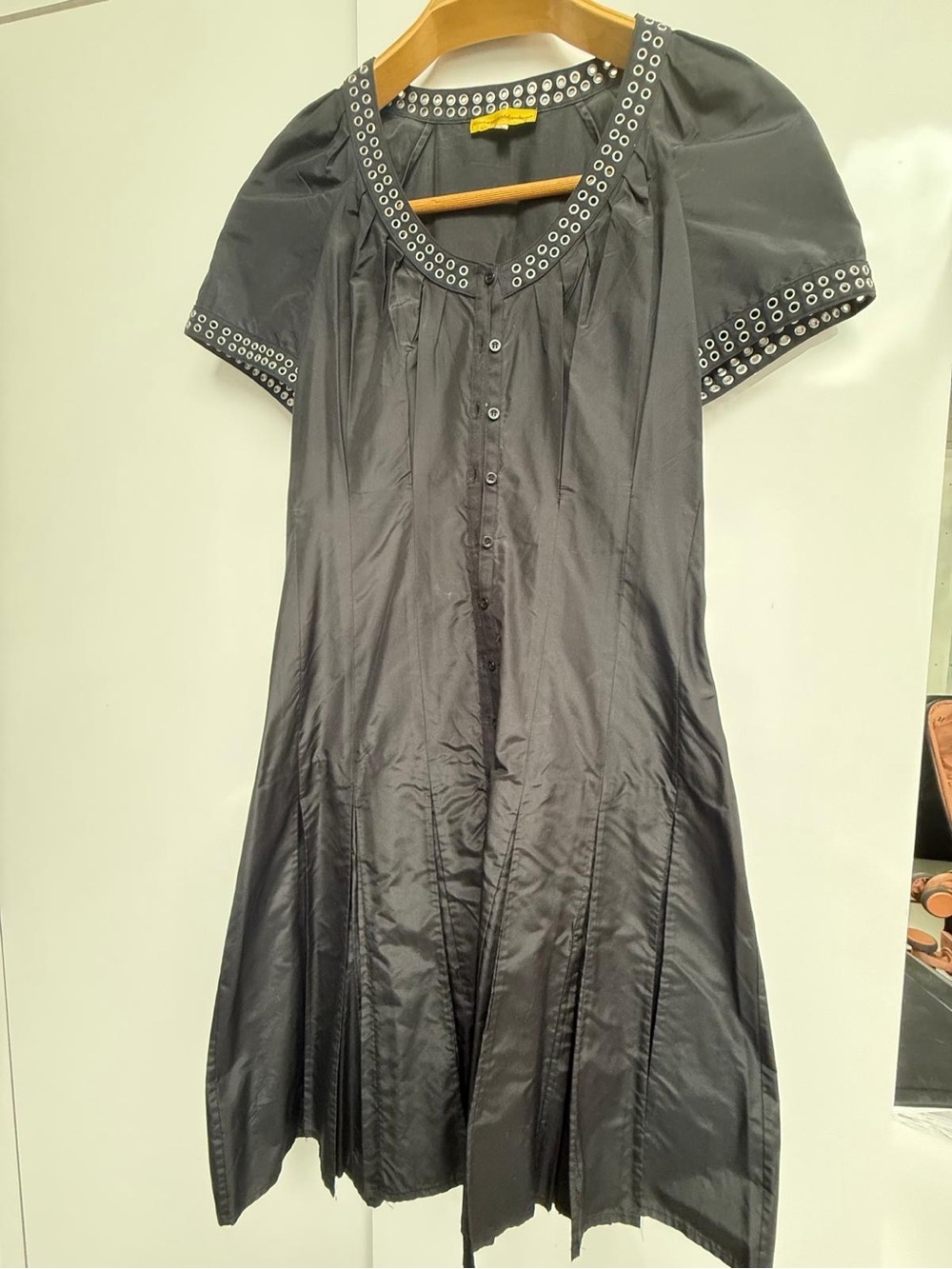 Catherine Malandrino Black Top with Silver Eyelet Detail